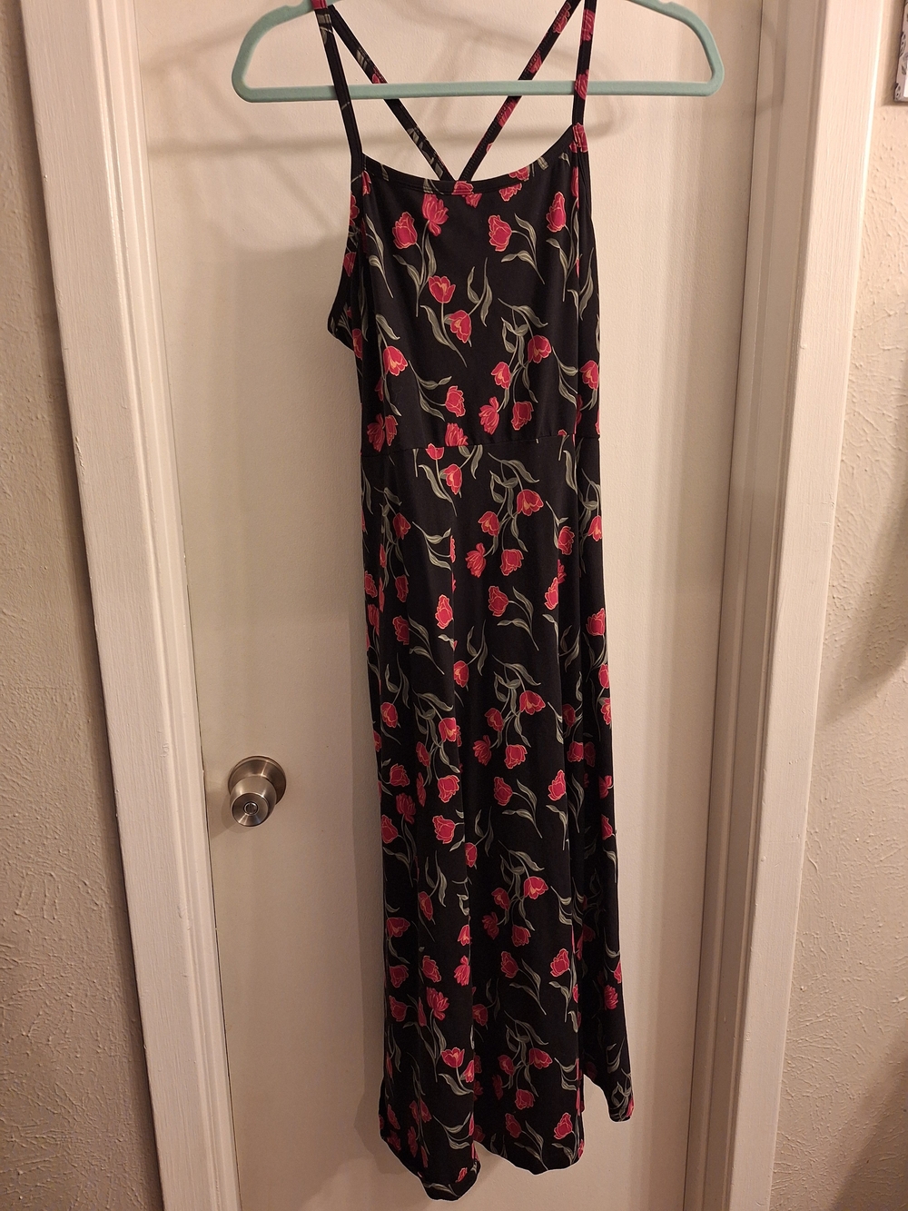 Pact Black Maxi Dress with Pink Floral Print